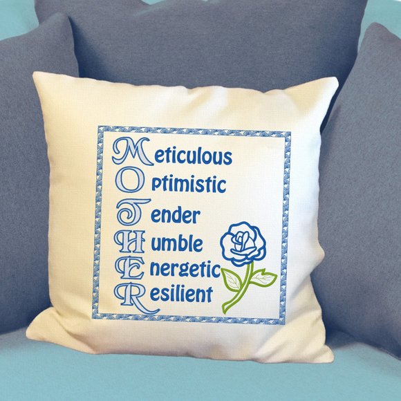 Mother's Day Gift Pillow Cover- Embroidered & Personalized Throw Pillow Cover. - Picture 2 of 13